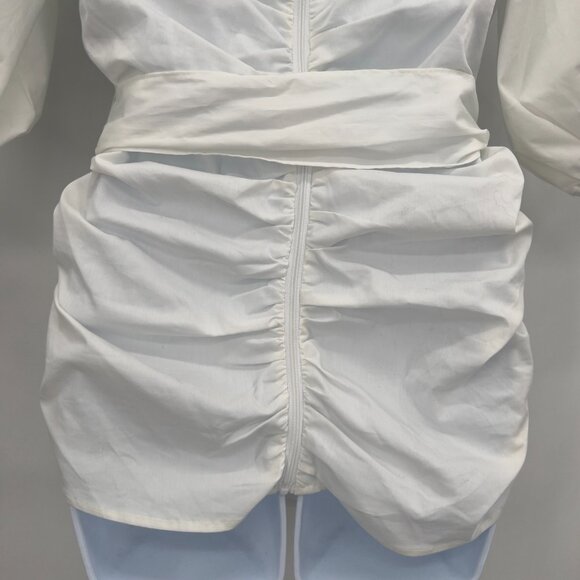 New York & Company 7th Avenue Design Studio Puff Sleeve Tie Front Top S NWT - Picture 7 of 13